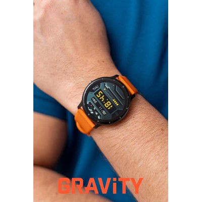 Smartwatch Męski Gravity GT1-2 PRO na pasku gumowym w kolorze Czarny/Czarny o szerokości 22mm