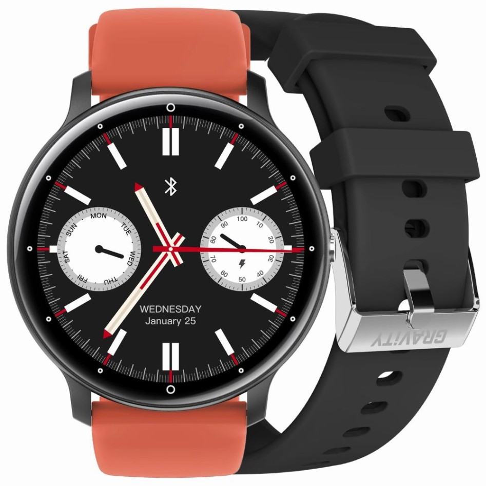 Smartwatch Męski Gravity GT1-3 PRO na pasku gumowym w kolorze Czarny/Czarny o szerokości 22mm