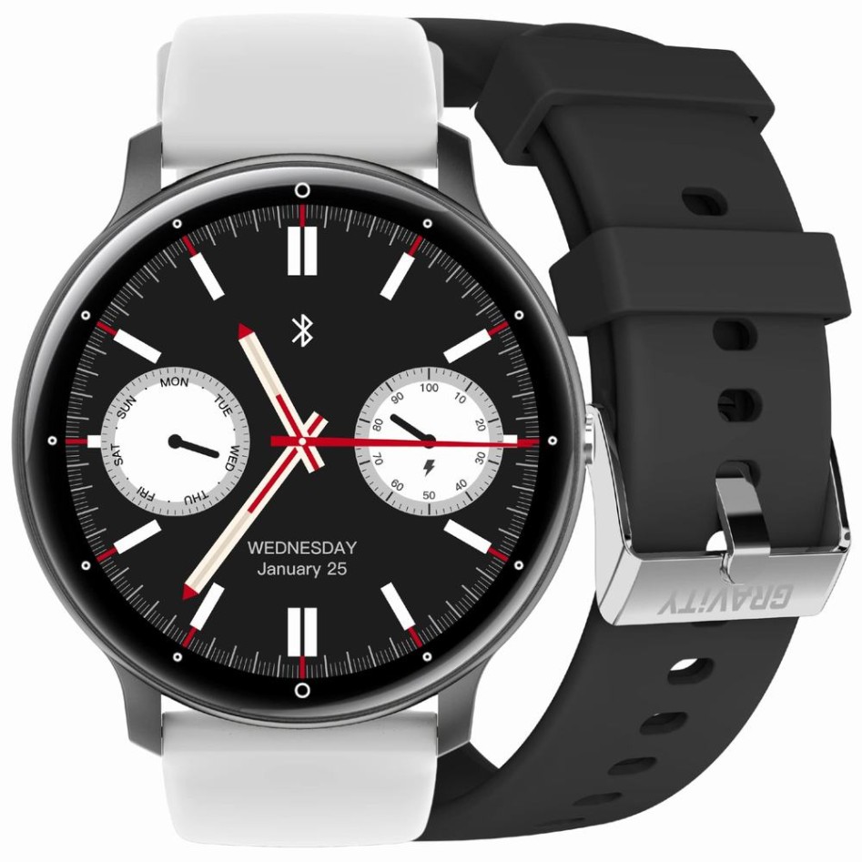Smartwatch Damski Gravity GT1-4 PRO na pasku gumowym w kolorze Czarny/Czarny o szerokości 22mm