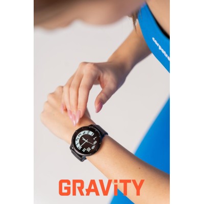 Smartwatch Damski Gravity GT1-4 PRO na pasku gumowym w kolorze Czarny/Czarny o szerokości 22mm