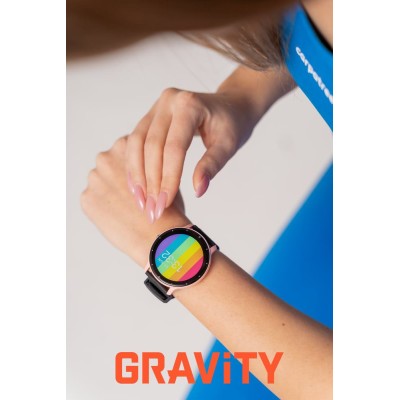 Smartwatch Damski Gravity GT1-5 PRO na pasku gumowym w kolorze Różowy/Różowy o szerokości 22mm