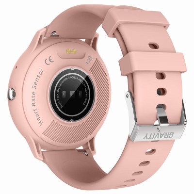 Smartwatch Damski Gravity GT1-5 PRO na pasku gumowym w kolorze Różowy/Różowy o szerokości 22mm