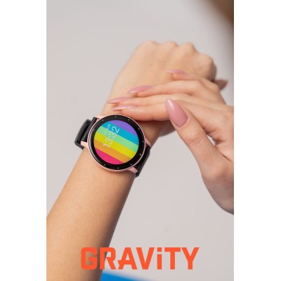 Smartwatch Damski Gravity GT1-5 PRO na pasku gumowym w kolorze Różowy/Różowy o szerokości 22mm