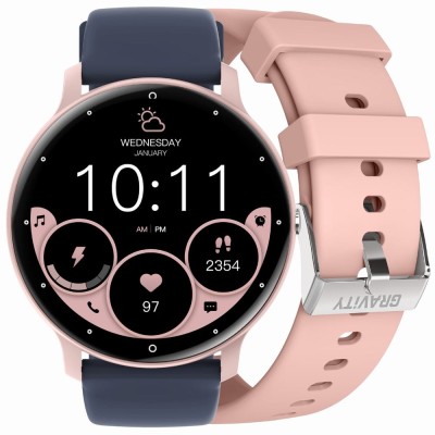 Smartwatch Damski Gravity GT1-7 PRO na pasku gumowym w kolorze Różowy/Różowy o szerokości 22mm