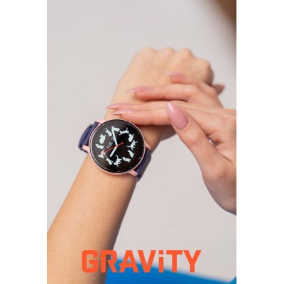 Smartwatch Damski Gravity GT1-7 PRO na pasku gumowym w kolorze Różowy/Różowy o szerokości 22mm