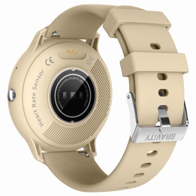 Smartwatch Damski Gravity GT1-8 PRO na pasku gumowym w kolorze Piaskowy/Piaskowy o szerokości 22mm