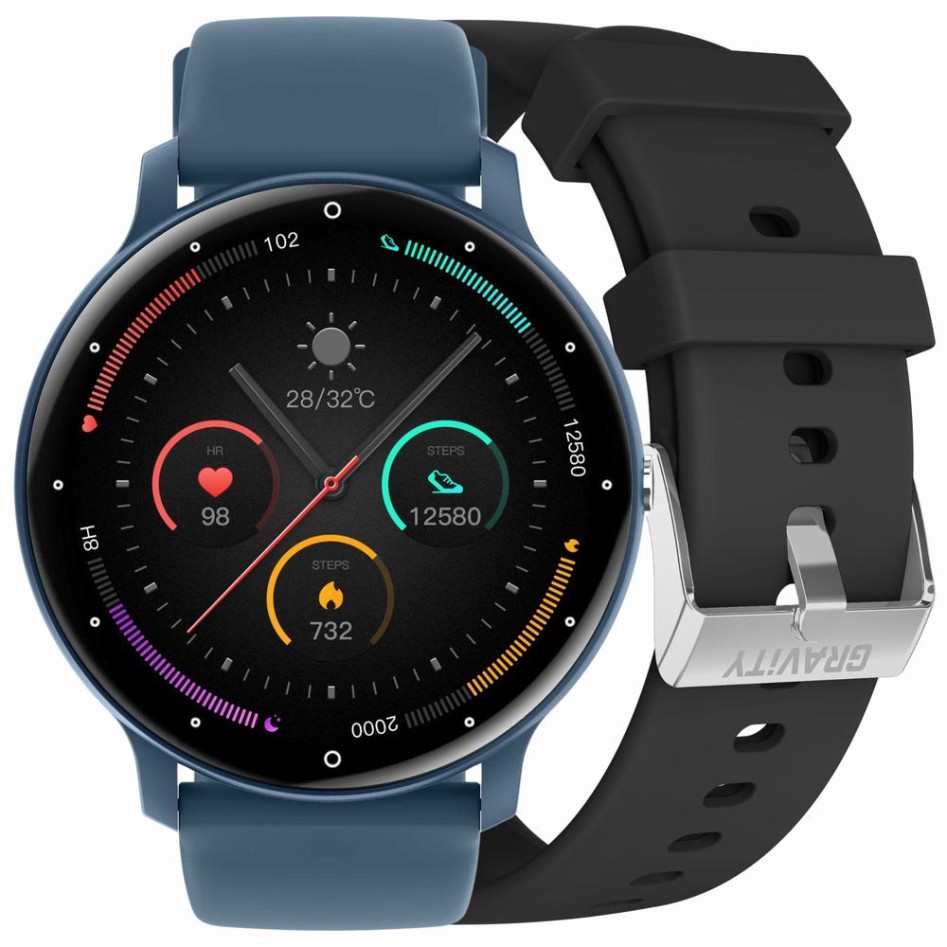 Smartwatch Męski Gravity GT1-9 PRO na pasku gumowym w kolorze Niebieski/Niebieski o szerokości 22mm