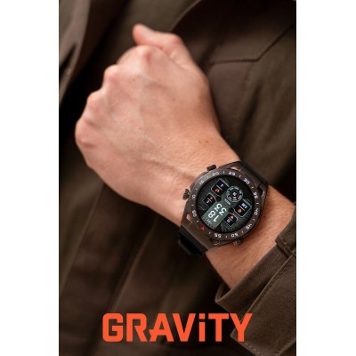 Smartwatch Męski Gravity GT13-1 na bransolecie stalowej w kolorze Czarny/Czarny o szerokości 26mm