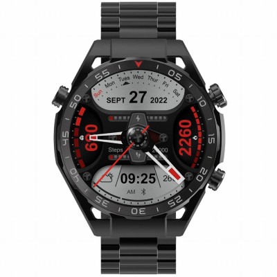 Smartwatch Męski Gravity GT13-1 na bransolecie stalowej w kolorze Czarny/Czarny o szerokości 26mm