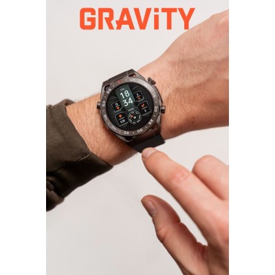 Smartwatch Męski Gravity GT13-1 na bransolecie stalowej w kolorze Czarny/Czarny o szerokości 26mm