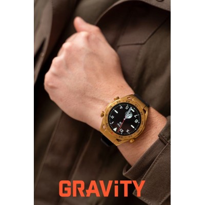 Smartwatch Męski Gravity GT13-2 na bransolecie stalowej w kolorze Złoty/Złoty o szerokości 26mm