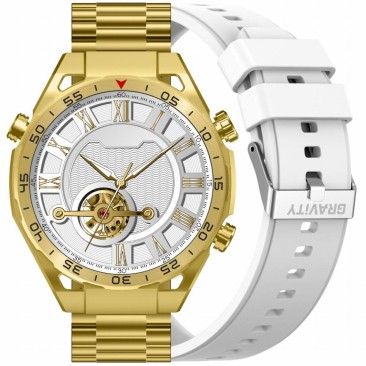 Smartwatch Męski Gravity GT13-3 na bransolecie stalowej w kolorze Złoty/Złoty o szerokości 26mm