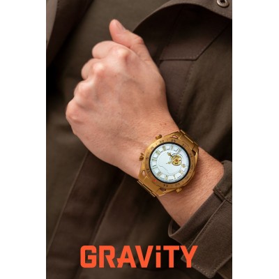 Smartwatch Męski Gravity GT13-3 na bransolecie stalowej w kolorze Złoty/Złoty o szerokości 26mm