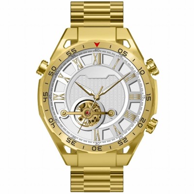 Smartwatch Męski Gravity GT13-3 na bransolecie stalowej w kolorze Złoty/Złoty o szerokości 26mm
