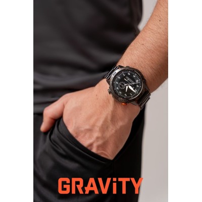 Smartwatch Męski Gravity GT20-1 na pasku gumowym w kolorze Czarny/Czarny o szerokości 22mm