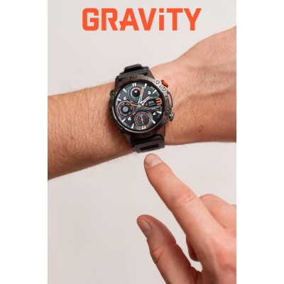 Smartwatch Męski Gravity GT20-1 na pasku gumowym w kolorze Czarny/Czarny o szerokości 22mm