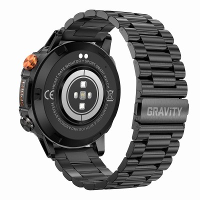 Smartwatch Męski Gravity GT20-1 na pasku gumowym w kolorze Czarny/Czarny o szerokości 22mm