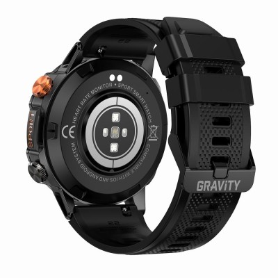 Smartwatch Męski Gravity GT20-1 na pasku gumowym w kolorze Czarny/Czarny o szerokości 22mm