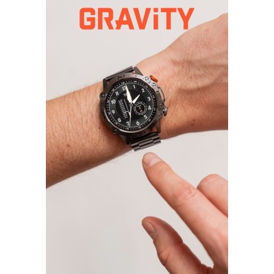 Smartwatch Męski Gravity GT20-1 na pasku gumowym w kolorze Czarny/Czarny o szerokości 22mm