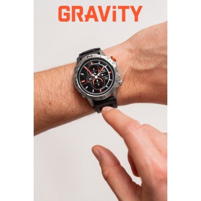 Smartwatch Męski Gravity GT20-2 na pasku gumowym w kolorze Srebrny/Czarny o szerokości 22mm