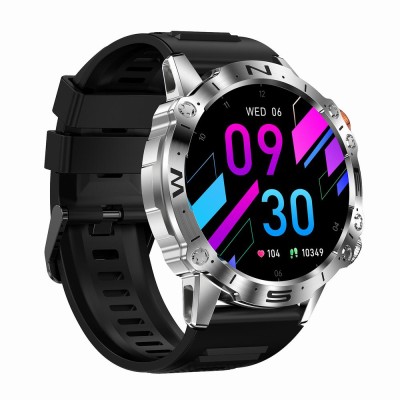 Smartwatch Męski Gravity GT20-2 na pasku gumowym w kolorze Srebrny/Czarny o szerokości 22mm