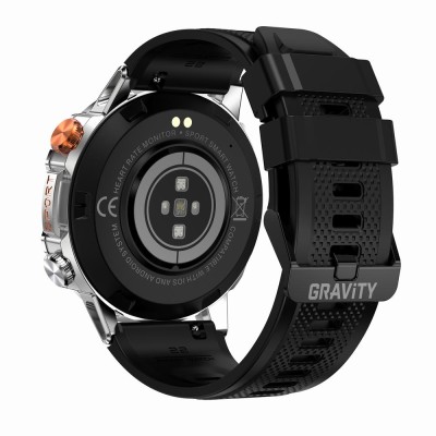 Smartwatch Męski Gravity GT20-2 na pasku gumowym w kolorze Srebrny/Czarny o szerokości 22mm