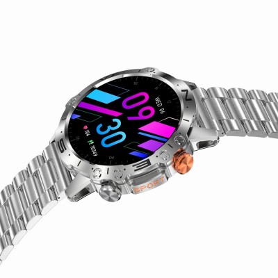 Smartwatch Męski Gravity GT20-2 na pasku gumowym w kolorze Srebrny/Czarny o szerokości 22mm