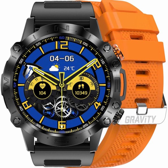 Smartwatch Męski Gravity GT20-3 na pasku gumowym w kolorze Czarny/Czarny o szerokości 22mm Smartwatch Męski Gravity GT20-3 na pasku gumowym w kolorze Czarny/Czarny o szerokości 22mm