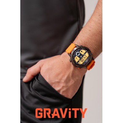 Smartwatch Męski Gravity GT20-3 na pasku gumowym w kolorze Czarny/Czarny o szerokości 22mm