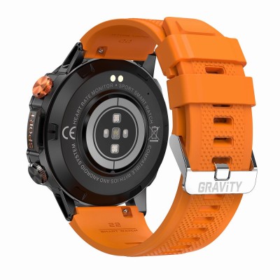 Smartwatch Męski Gravity GT20-3 na pasku gumowym w kolorze Czarny/Czarny o szerokości 22mm