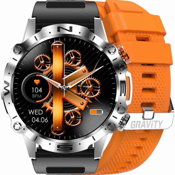 Smartwatch Męski Gravity GT20-4 na pasku gumowym w kolorze Srebrny/Czarny o szerokości 22mm Smartwatch Męski Gravity GT20-4 na pasku gumowym w kolorze Srebrny/Czarny o szerokości 22mm