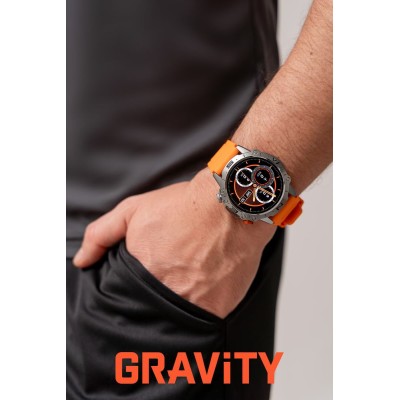 Smartwatch Męski Gravity GT20-4 na pasku gumowym w kolorze Srebrny/Czarny o szerokości 22mm