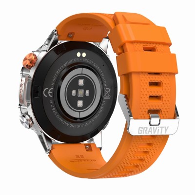 Smartwatch Męski Gravity GT20-4 na pasku gumowym w kolorze Srebrny/Czarny o szerokości 22mm