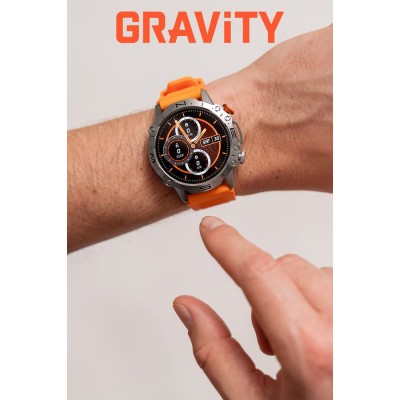 Smartwatch Męski Gravity GT20-4 na pasku gumowym w kolorze Srebrny/Czarny o szerokości 22mm