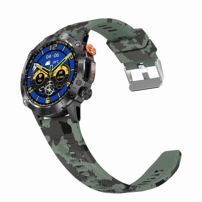 Smartwatch Męski Gravity GT20-6 na pasku gumowym w kolorze Czarny/Zielony Moro o szerokości 22mm