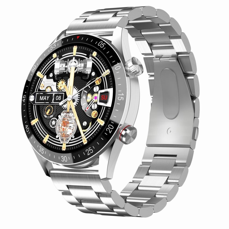 Smartwatch Męski Gravity GT4-3 na bransolecie stalowej w kolorze Srebrny/Srebrny o szerokości 22mm