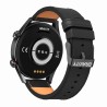 Smartwatch Męski Gravity GT4-4 na pasku skórzanym w kolorze Czarny/Czarny o szerokości 22mm