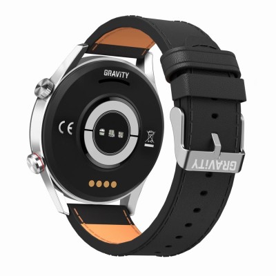 Smartwatch Męski Gravity GT4-5 na pasku skórzanym w kolorze Srebrny/Czarny o szerokości 22mm