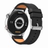 Smartwatch Męski Gravity GT4-5 na pasku skórzanym w kolorze Srebrny/Czarny o szerokości 22mm