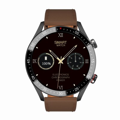 Smartwatch Męski Gravity GT4-6 na pasku skórzanym w kolorze Czarny/Brązowy o szerokości 22mm