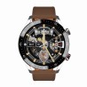 Smartwatch Męski Gravity GT4-7 na pasku skórzanym w kolorze Srebrny/Brązowy o szerokości 22mm