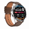 Smartwatch Męski Gravity GT4-7 na pasku skórzanym w kolorze Srebrny/Brązowy o szerokości 22mm
