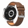 Smartwatch Męski Gravity GT4-7 na pasku skórzanym w kolorze Srebrny/Brązowy o szerokości 22mm
