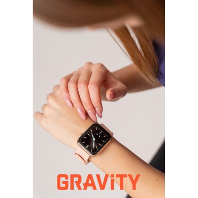Smartwatch Damski Gravity GT3-1 na pasku gumowym w kolorze Różowy/Różowy o szerokości 22mm