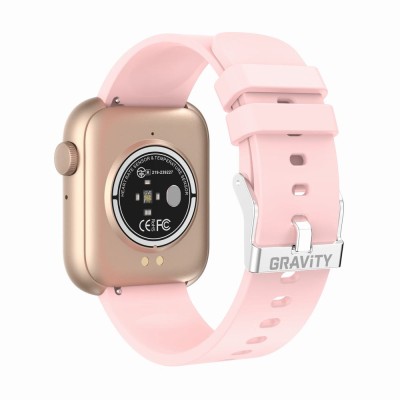 Smartwatch Damski Gravity GT3-1 na pasku gumowym w kolorze Różowy/Różowy o szerokości 22mm