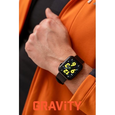 Smartwatch Damski Gravity GT3-3 na pasku gumowym w kolorze Czarny/Czarny o szerokości 22mm