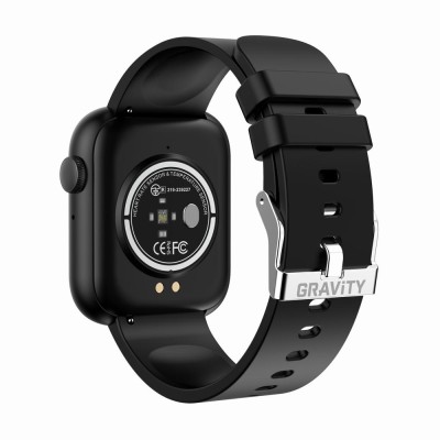 Smartwatch Damski Gravity GT3-3 na pasku gumowym w kolorze Czarny/Czarny o szerokości 22mm
