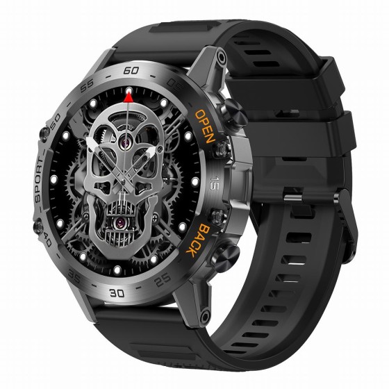 Smartwatch Męski Gravity GT9-1 na pasku gumowym w kolorze Czarny/Czarny o szerokości 22mm Smartwatch Męski Gravity GT9-1 na pasku gumowym w kolorze Czarny/Czarny o szerokości 22mm