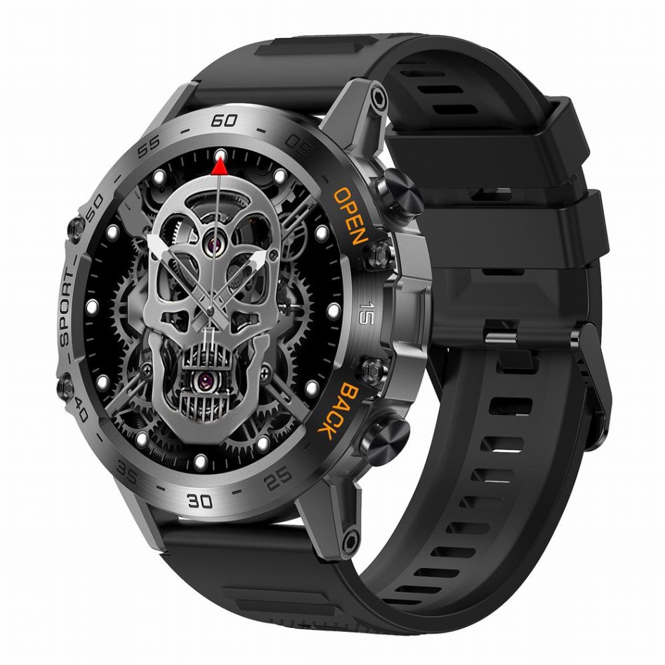 Smartwatch Męski Gravity GT9-1 na pasku gumowym w kolorze Czarny/Czarny o szerokości 22mm