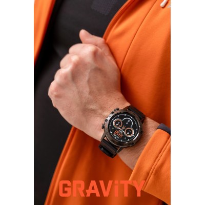 Smartwatch Męski Gravity GT9-1 na pasku gumowym w kolorze Czarny/Czarny o szerokości 22mm